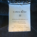 Retrofete Ada Puff Sleeve Denim Jacket Faded Black Stretch Cotton Size Medium