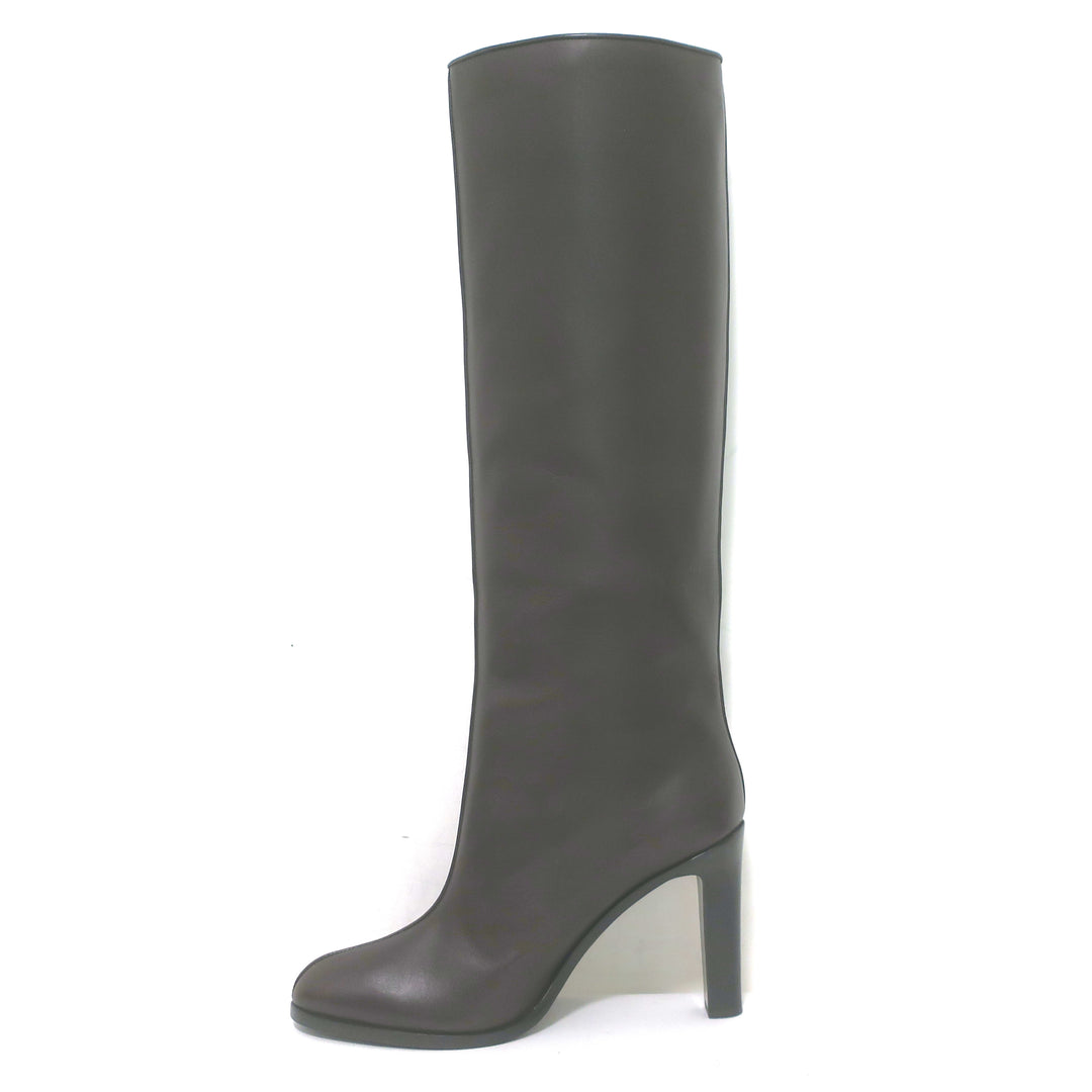 The Row Wide Shaft Knee High Boots Dark Brown Leather Size 41 NEW