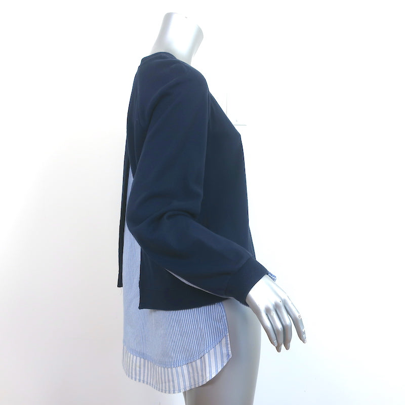 Derek Lam 10 Crosby Shirt Combo Sweatshirt Navy &amp; Blue Stripe Size Large