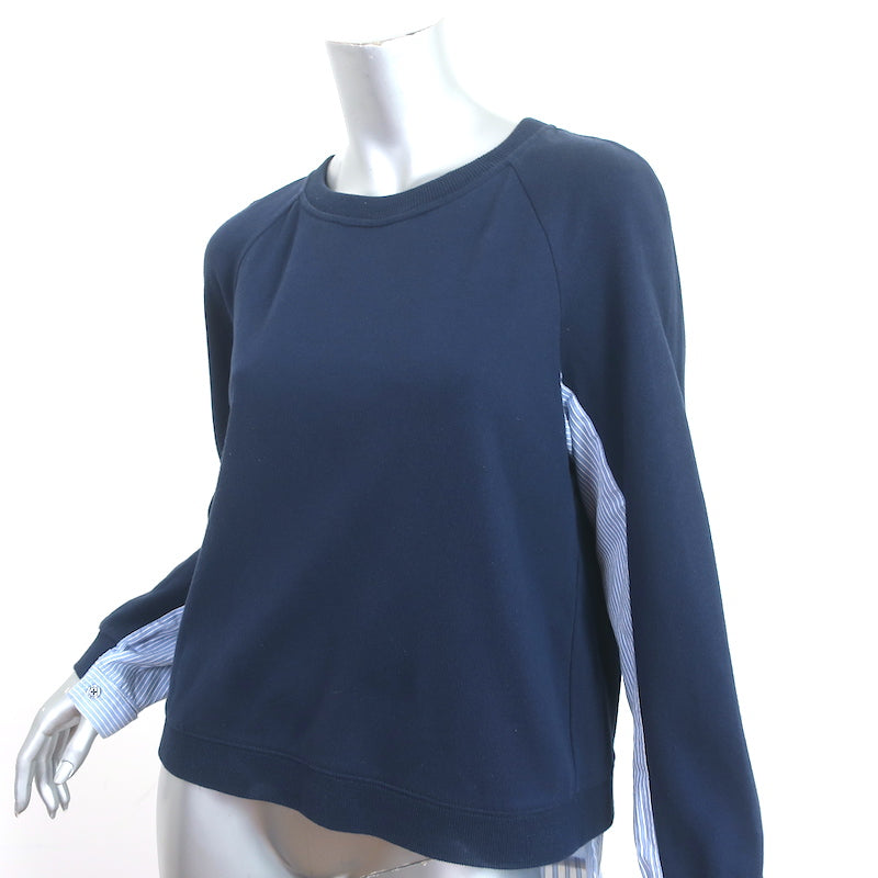Derek Lam 10 Crosby Shirt Combo Sweatshirt Navy &amp; Blue Stripe Size Large