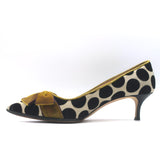 Manolo Blahnik Gorina Velvet Polka Dot Bow Pumps Black/Mustard Size 39