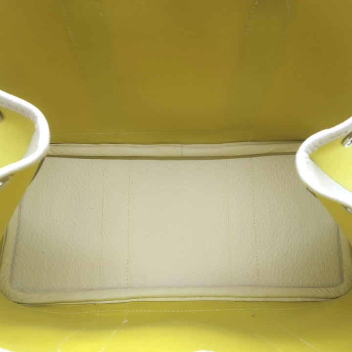 Hermes Garden Party 30 Tote Bag Yellow Toile &amp; White Negonda Leather