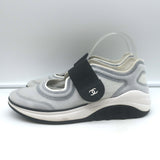 Chanel CC Strap Mesh Running Sneakers Light Gray Size 38