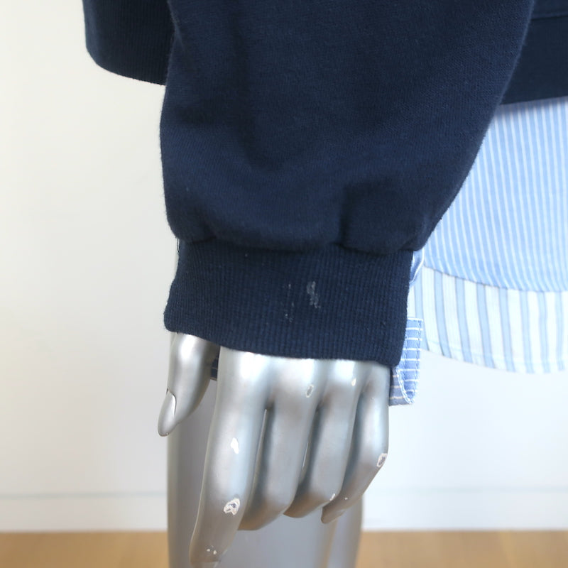 Derek Lam 10 Crosby Shirt Combo Sweatshirt Navy &amp; Blue Stripe Size Large