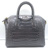 Givenchy Small Antigona Croc-Embossed Satchel Gray Leather Shoulder Bag