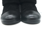 Chanel 17B Clover & Heart Quilted Fold-Over Boots Black Suede Size 35.5