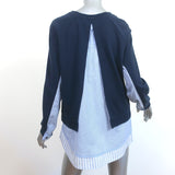 Derek Lam 10 Crosby Shirt Combo Sweatshirt Navy & Blue Stripe Size Large