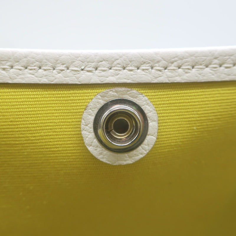 Hermes Garden Party 30 Tote Bag Yellow Toile &amp; White Negonda Leather