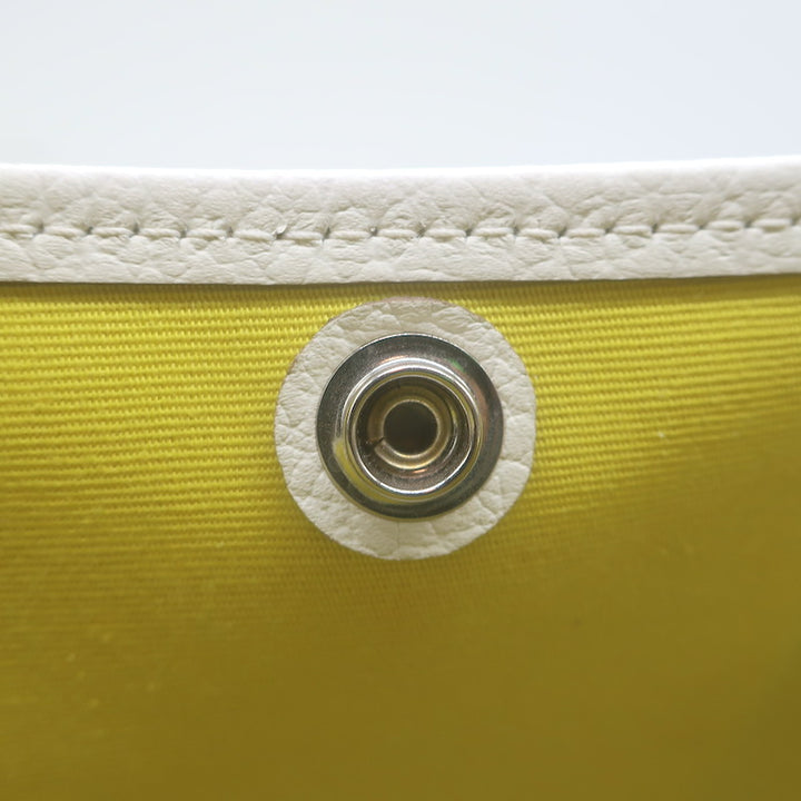 Hermes Garden Party 30 Tote Bag Yellow Toile &amp; White Negonda Leather