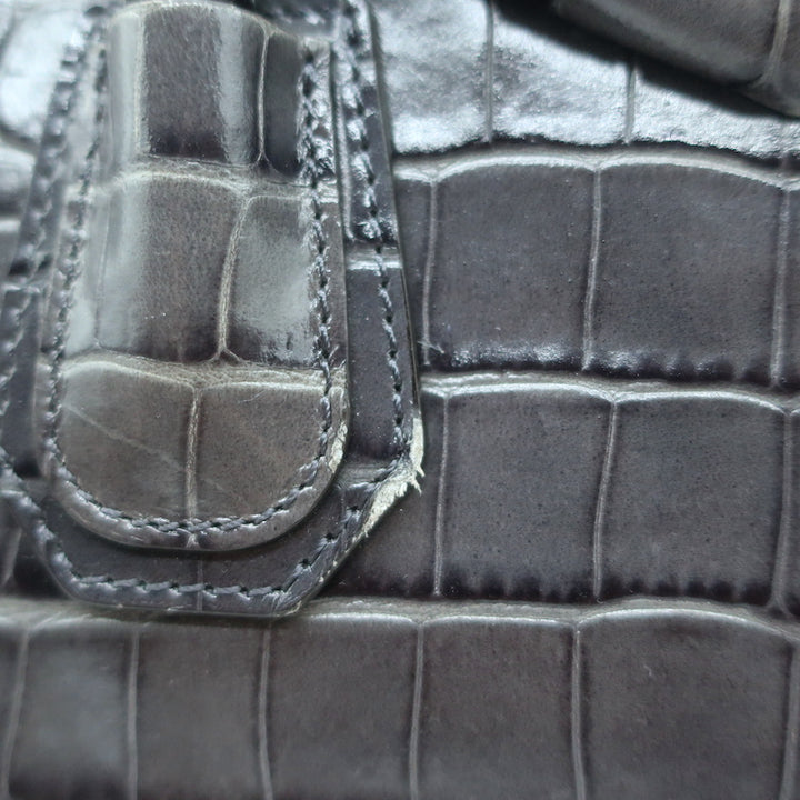 Givenchy Small Antigona Croc-Embossed Satchel Gray Leather Shoulder Bag
