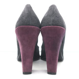 Roger Vivier Tricolor Buckle Pumps Gray/Red/Purple Suede Size 38