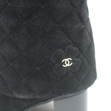Chanel 17B Clover & Heart Quilted Fold-Over Boots Black Suede Size 35.5