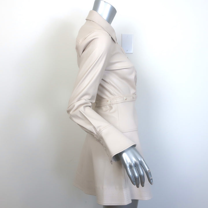 Jonathan Simkhai Elias Faux Leather Mini Shirt Dress Bone Size 0 NEW