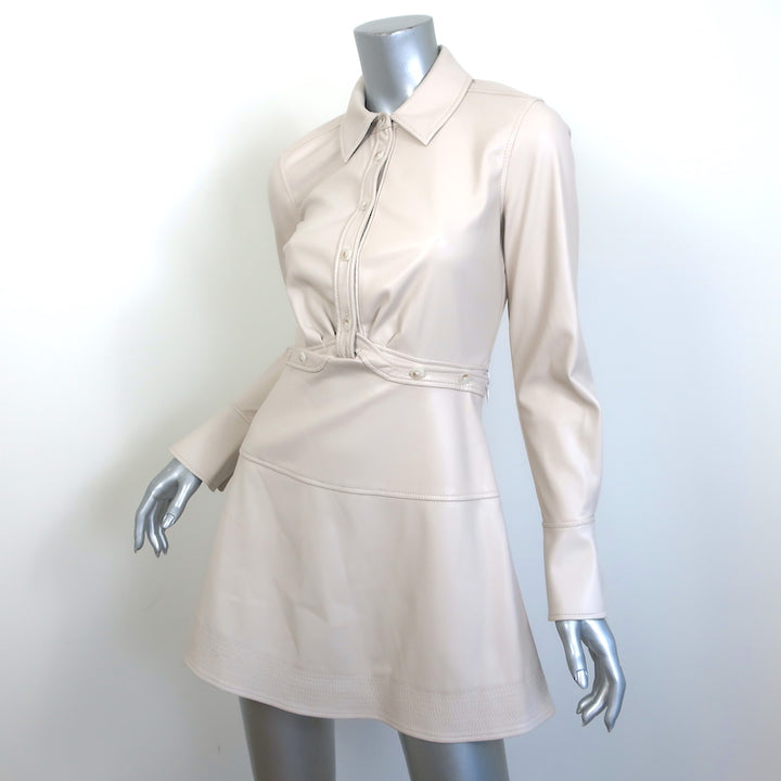 Jonathan Simkhai Elias Faux Leather Mini Shirt Dress Bone Size 0 NEW