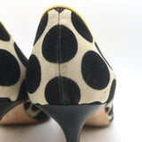 Manolo Blahnik Gorina Velvet Polka Dot Bow Pumps Black/Mustard Size 39
