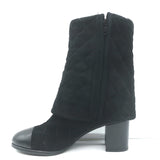 Chanel 17B Clover & Heart Quilted Fold-Over Boots Black Suede Size 35.5