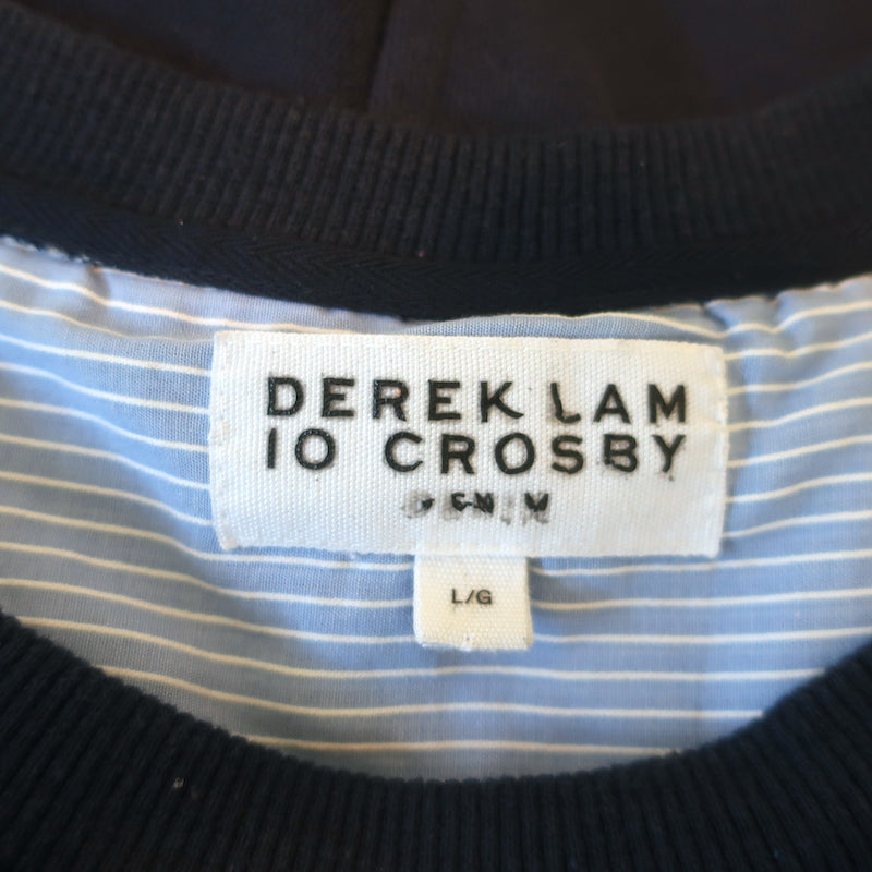 Derek Lam 10 Crosby Shirt Combo Sweatshirt Navy &amp; Blue Stripe Size Large