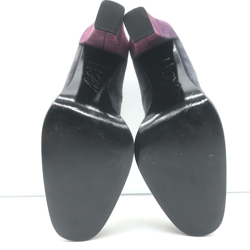 Roger Vivier Tricolor Buckle Pumps Gray/Red/Purple Suede Size 38