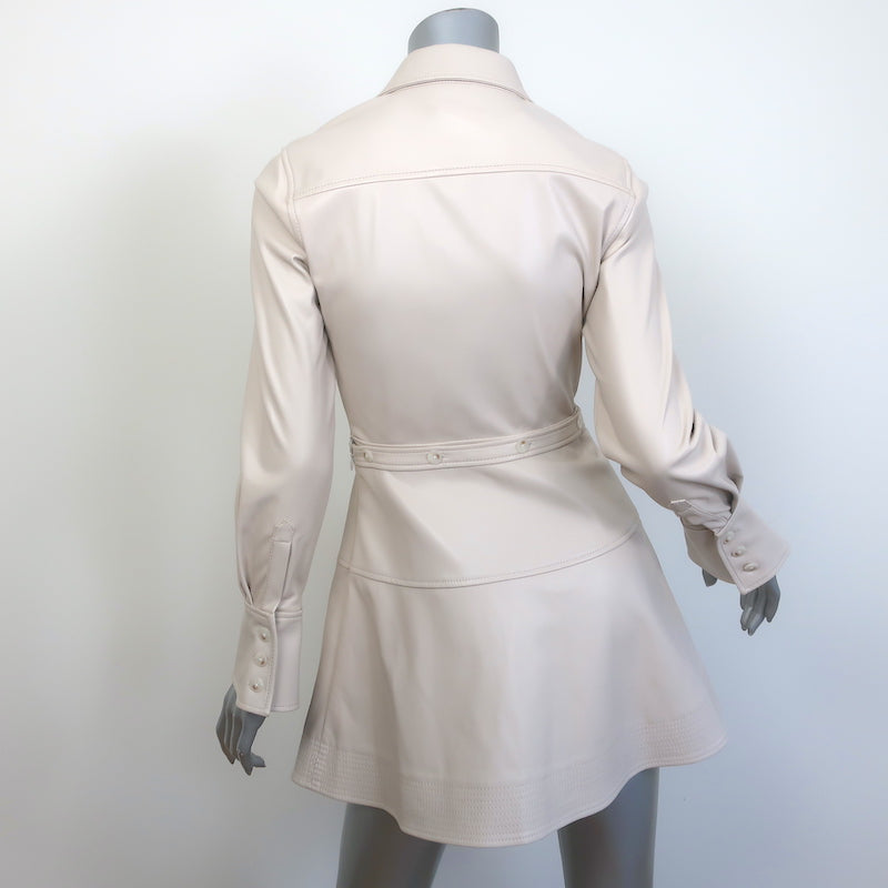 Jonathan Simkhai Elias Faux Leather Mini Shirt Dress Bone Size 0 NEW