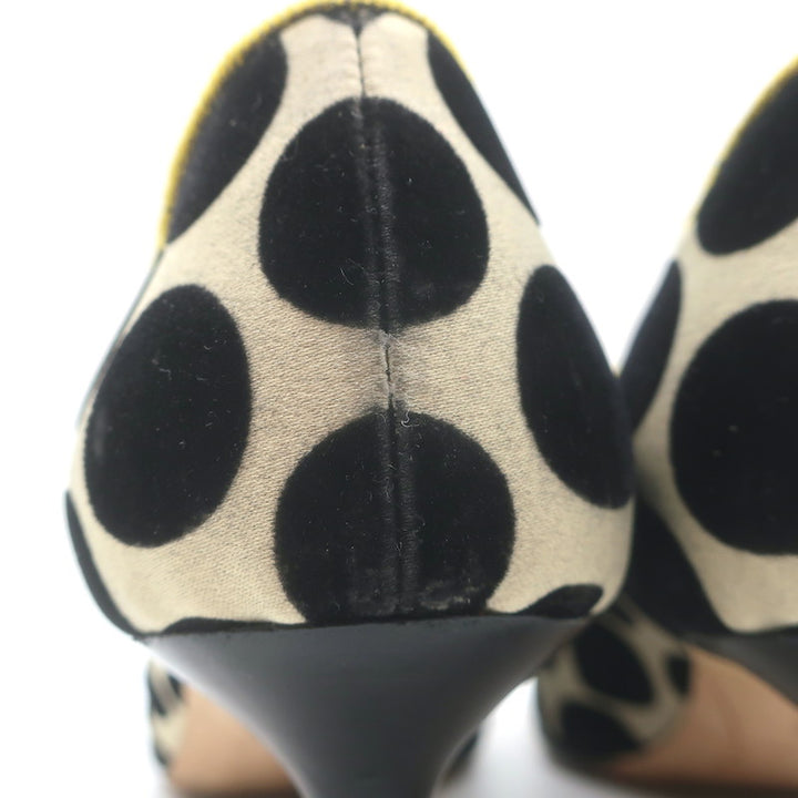 Manolo Blahnik Gorina Velvet Polka Dot Bow Pumps Black/Mustard Size 39