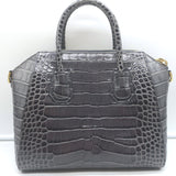 Givenchy Small Antigona Croc-Embossed Satchel Gray Leather Shoulder Bag