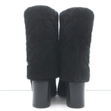 Chanel 17B Clover & Heart Quilted Fold-Over Boots Black Suede Size 35.5