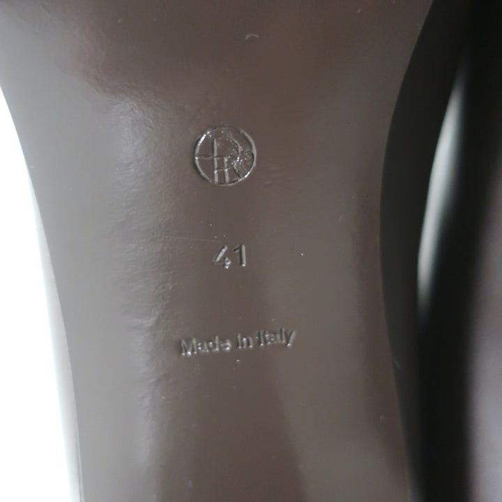 The Row Wide Shaft Knee High Boots Dark Brown Leather Size 41 NEW