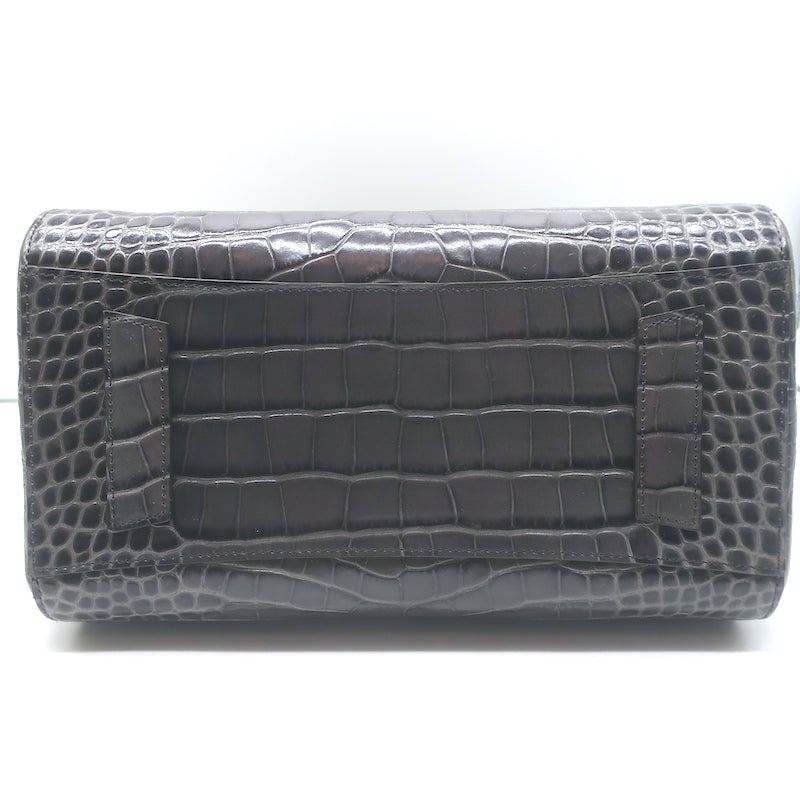 Givenchy Small Antigona Croc-Embossed Satchel Gray Leather Shoulder Bag
