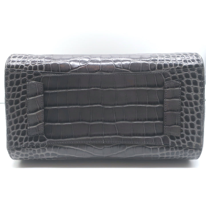 Givenchy Small Antigona Croc-Embossed Satchel Gray Leather Shoulder Bag