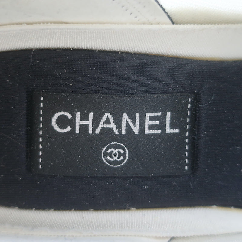 Chanel CC Strap Mesh Running Sneakers Light Gray Size 38