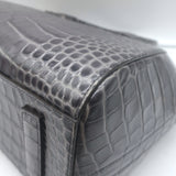 Givenchy Small Antigona Croc-Embossed Satchel Gray Leather Shoulder Bag