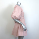 Aje Psychedelia Puff Sleeve Cut-Out Mini Dress Blush Linen-Silk Size 6 NEW