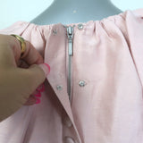 Aje Psychedelia Puff Sleeve Cut-Out Mini Dress Blush Linen-Silk Size 6 NEW