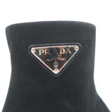 Prada Triangle Logo Ankle Boots Black Suede Size 36 NEW