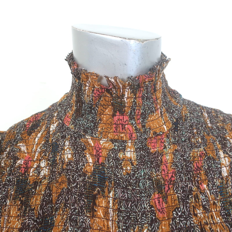 Ulla Johnson Constantine Maxi Dress Amber Metallic Floral Print Chiffon Size 4