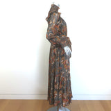 Ulla Johnson Constantine Maxi Dress Amber Metallic Floral Print Chiffon Size 4