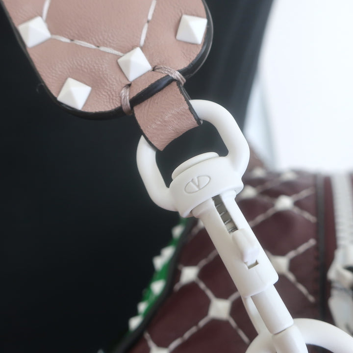 Valentino Free Rockstud Spike Bowling Bag Multi Leather Extra Large Crossbody