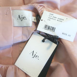 Aje Psychedelia Puff Sleeve Cut-Out Mini Dress Blush Linen-Silk Size 6 NEW