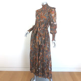 Ulla Johnson Constantine Maxi Dress Amber Metallic Floral Print Chiffon Size 4