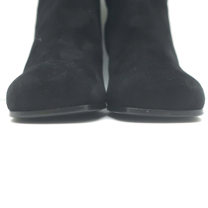 Prada Triangle Logo Ankle Boots Black Suede Size 36 NEW