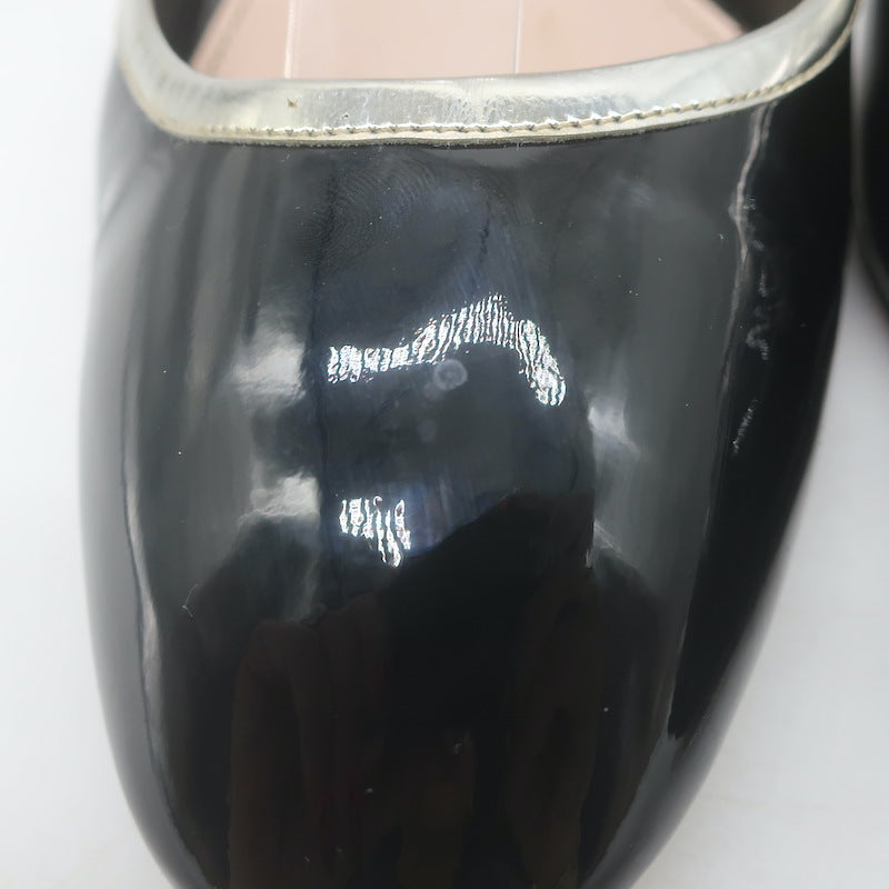 Miu Miu Metal-Heel Bicolor Slingback Pumps Black Patent &amp; Gold Leather Size 39