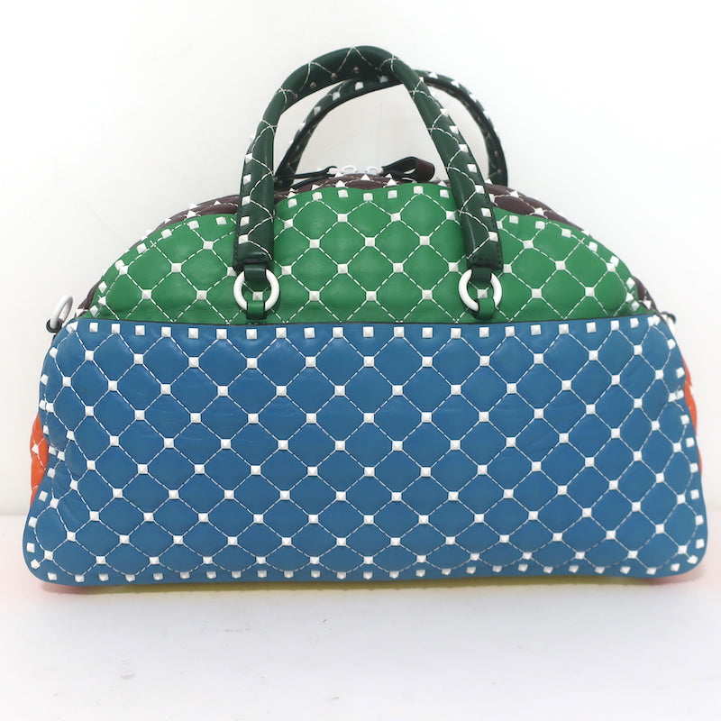 Valentino Free Rockstud Spike Bowling Bag Multi Leather Extra Large Crossbody