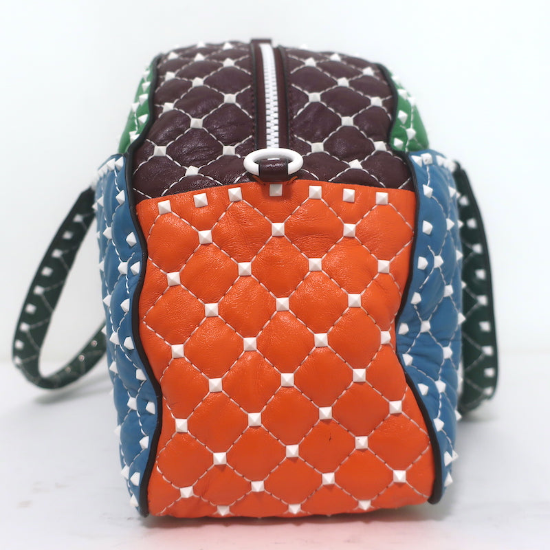 Valentino Free Rockstud Spike Bowling Bag Multi Leather Extra Large Crossbody