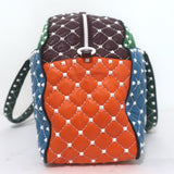 Valentino Free Rockstud Spike Bowling Bag Multi Leather Extra Large Crossbody
