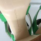 Bottega Veneta Colorblock Slingback Sandals Green & White Patent Leather Size 35