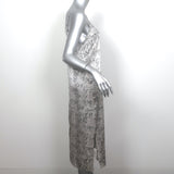 ATM Anthony Thomas Melillo Midi Slip Dress Silver Snake Print Silk Size Medium