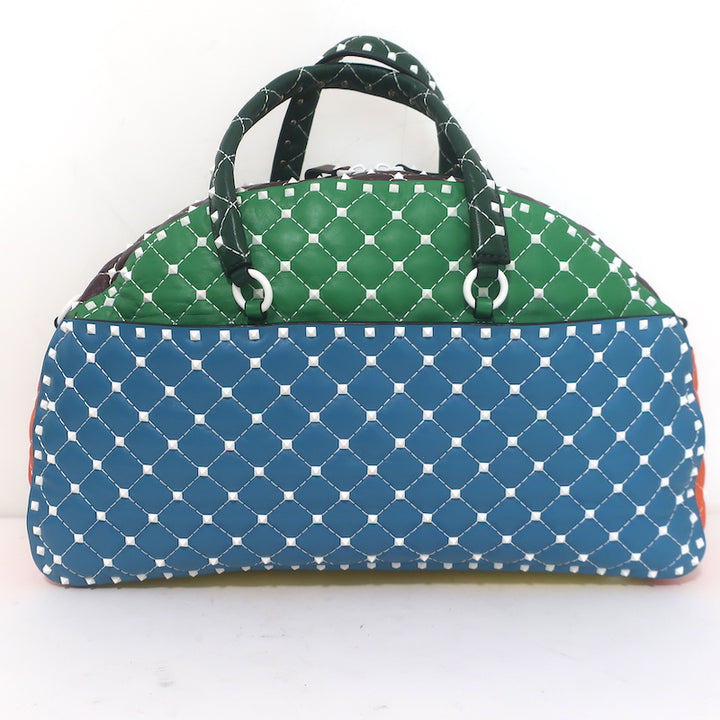 Valentino Free Rockstud Spike Bowling Bag Multi Leather Extra Large Crossbody