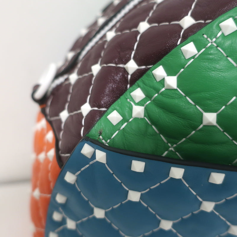 Valentino Free Rockstud Spike Bowling Bag Multi Leather Extra Large Crossbody