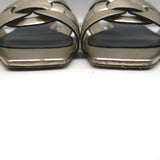 Saint Laurent Tribute Nu Pieds Flat Sandals Pale Gold Metallic Leather Size 40