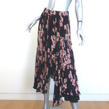 Isabel Marant Wilny Pleated Midi Skirt Dark Purple Floral Print Crepe Size 1